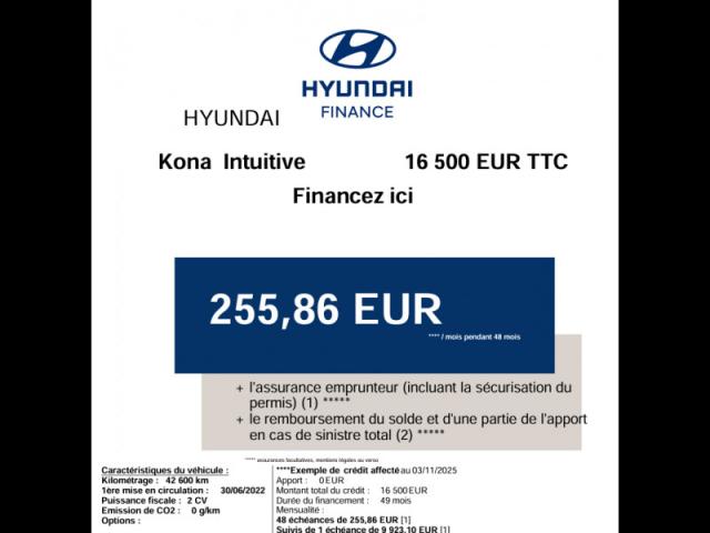 Hyundai Kona Electrique 39 Kwh - 136 Ch Intuitive